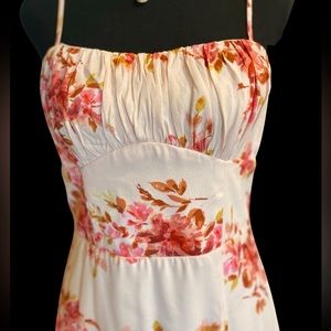 Pale Pink Floral Midi Dress with Adjustable Spaghetti Straps By Row A